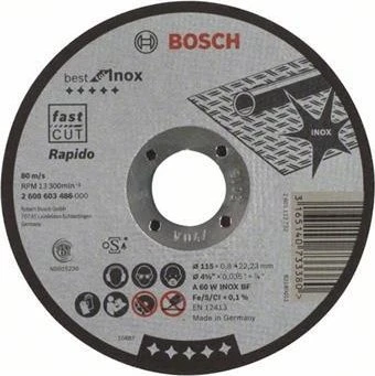 Bosch Professional A60WBF Best for Inox Trennscheibe, 115x0.8x22.23mm, 1 Stück