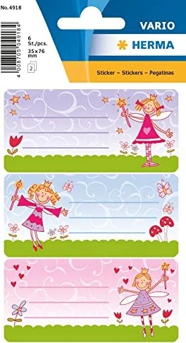 Herma Buchetiketten Prinzessin, 76x35mm, mehrfarbig, 3 Blatt (9 Etiketten)