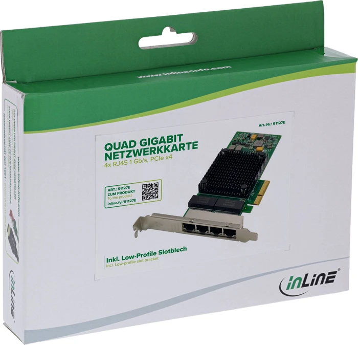 InLine Quad-Gigabit LAN-Adapter, 4x RJ-45, PCIe 2.1 x4