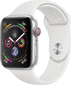 Apple Watch Series 4 (GPS + Cellular) Aluminium 44mm silber mit Sportarmband weiß