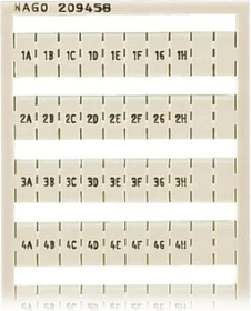 Wago WSB-Beschriftungskarte als Karte bedruckt 1A, 1B, ..., 1G, 1H, ... bis 10A, 10B, ..., 10G, 10H, , (je 1x) nicht dehnbar Aufdruck waagerecht aufrastbar weiß