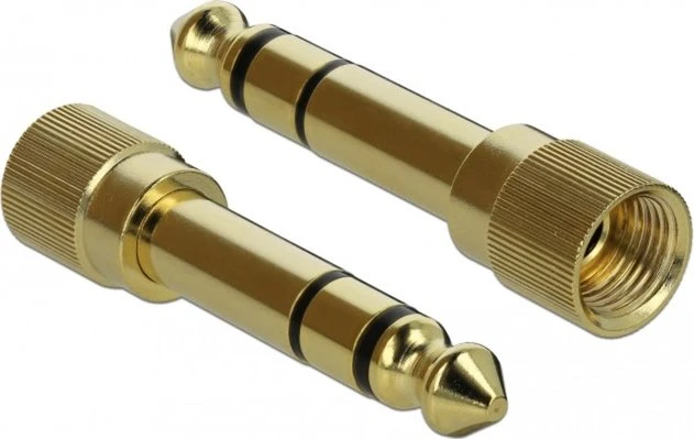 DeLOCK 3.5mm Klinke 3-Pin [Stecker] auf 3.5mm 3-Pin Klinke [Stecker], mit 2x Schraubadapter auf 6.35mm, schwarz 0.5m