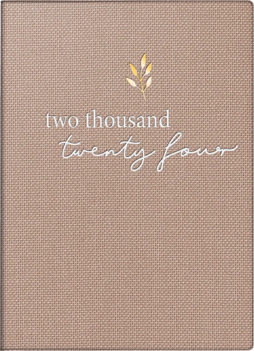 Brunnen Taschenkalender Tageskalender 2024, 100x140mm, Textil-Cover, braun, 192 Blatt
