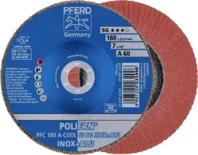 Pferd PFC 180 A-COOL 60 SG INOX+ALU POLIFAN Fächerschleifscheibe K60, 180x22.23mm, 10 Stück