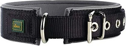 Hunter Neopren Reflect Hundehalsband, Nylon, Neopren gepolstert, reflektierend, 50 (M), Halsumfang: 39 - 46cm, schwarz