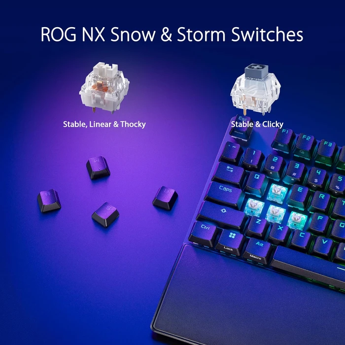 ASUS ROG Strix Scope II, PBT, LEDs RGB, ROG NX SNOW, USB, US