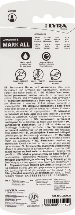 Lyra Graduate Mark All Permanentmarker 2mm rot, Blister