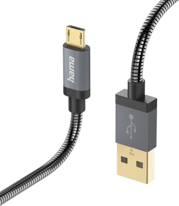 Hama Ladekabel Metall USB-A/Micro-USB 1.5m Metallmantel anthrazit