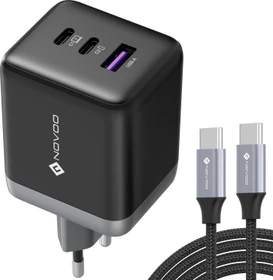 Novoo 100W 3-Port USB-C Ladegerät GaN III schwarz/grau