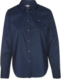 Tommy Hilfiger Regular Fit Flag-Stickerei Hemd langarm nos navy blue (Damen)