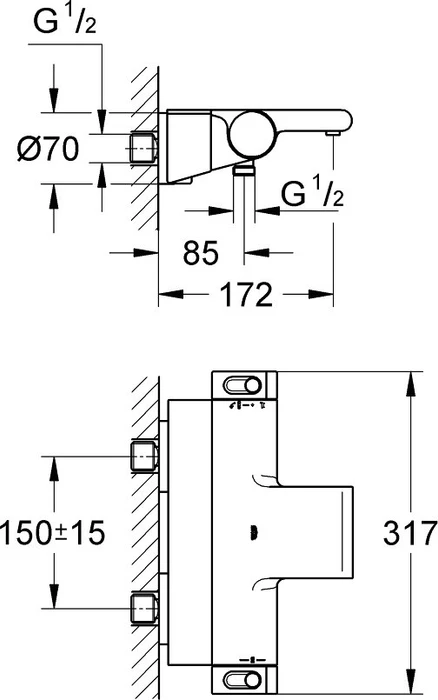 Grohe Grohtherm 2000 Thermostat-Wannenarmatur 1/2" chrom