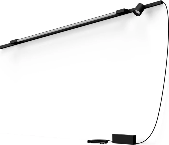 Philips Hue White and Color Ambiance Basis Perifo Schienensystem für die Wand gerade mit 1 Spots & 1 Gradient Light Tube groß schwarz