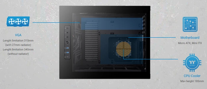Thermaltake Divider 200 TG, schwarz, Glasfenster