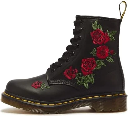Dr. Martens 1460 Vonda Floral Rose Leather Lace Up Boots schwarz (Damen)