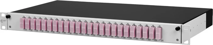 Metz Connect OpDAT slide splice LWL-Patchpanel SC-D Kupplungen, OM4 violett, 24-Port, 1HE, 1HE