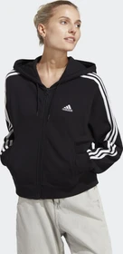adidas Essentials 3-Streifen French Terry Bomber Hoodie schwarz/weiß (Damen)