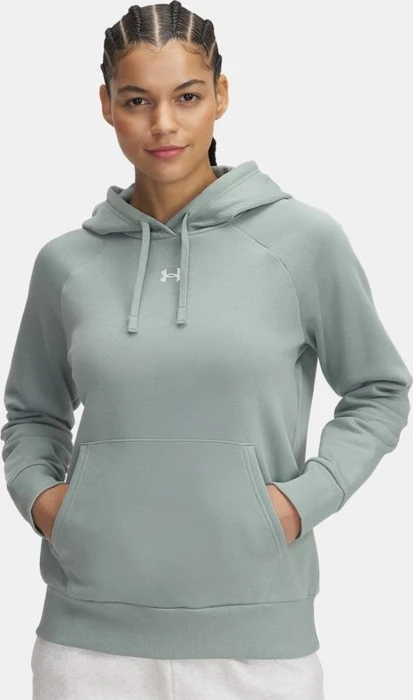 Under Armour Rival+ Fleece Hoodie silica green/white (Damen)