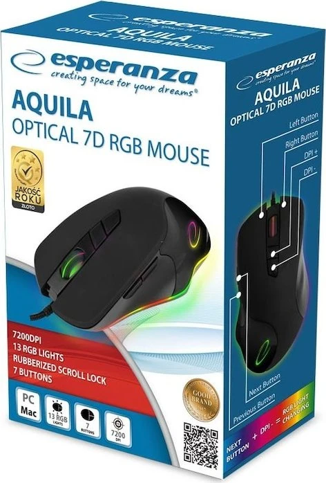 Esperanza Aquila RGB Gaming Mouse schwarz, USB