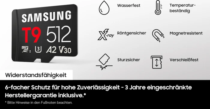 Samsung T9 R200/W130 128GB mit Cardreader, UHS-I U3, A2, Class 10