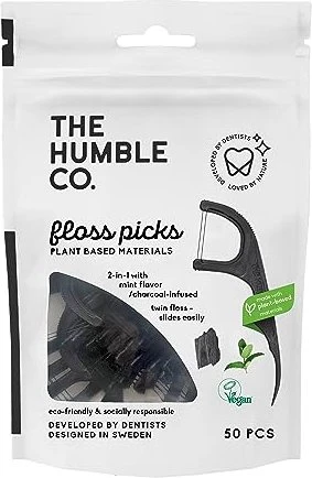 The Humble Co Zahnseide Sticks Aktivkohle, 50 Stück