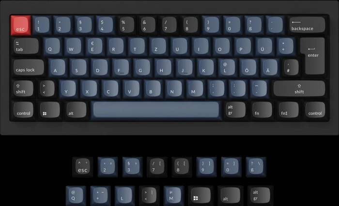 Keychron Q4, 60% Layout, LEDs RGB, Carbon Black, Gateron G Pro RED, USB, DE