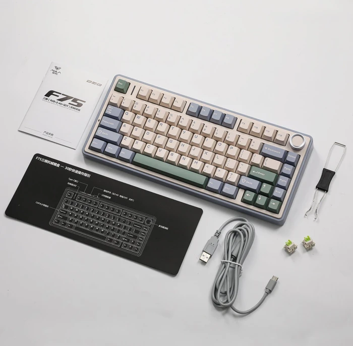 Epomaker x Aula F75, Green, LEDs RGB, hot-swap, LEOBOG Reaper, USB/Bluetooth, US