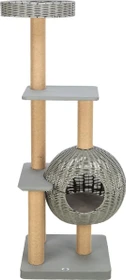 Trixie Outdoor Kratzbaum Amalia aus Polyrattan mit Höhle, 143cm, grau