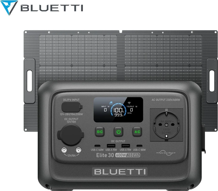 Bluetti Elite 30 V2 Solargenerator schwarz + 1x Solarpanel 100W, 288Wh