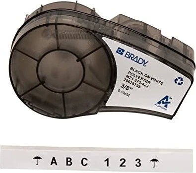 Brady Polester White Glossy Beschriftungsband, 9.5mm, schwarz/weiß
