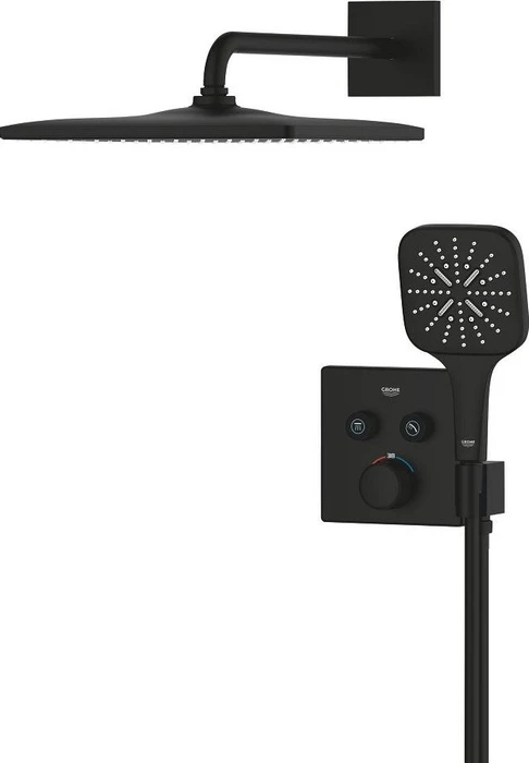 Grohe Grohtherm SmartControl Duschsystem Unterputz mit Rainshower Mono 310 Cube schwarz phantom black