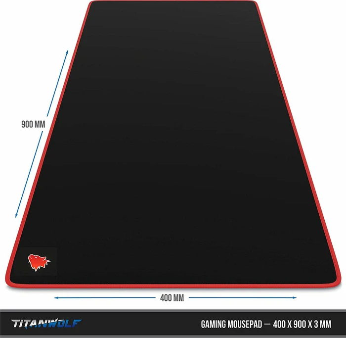Titanwolf Symbol Red XXL Speed Gaming-Mauspad, schwarz/rot