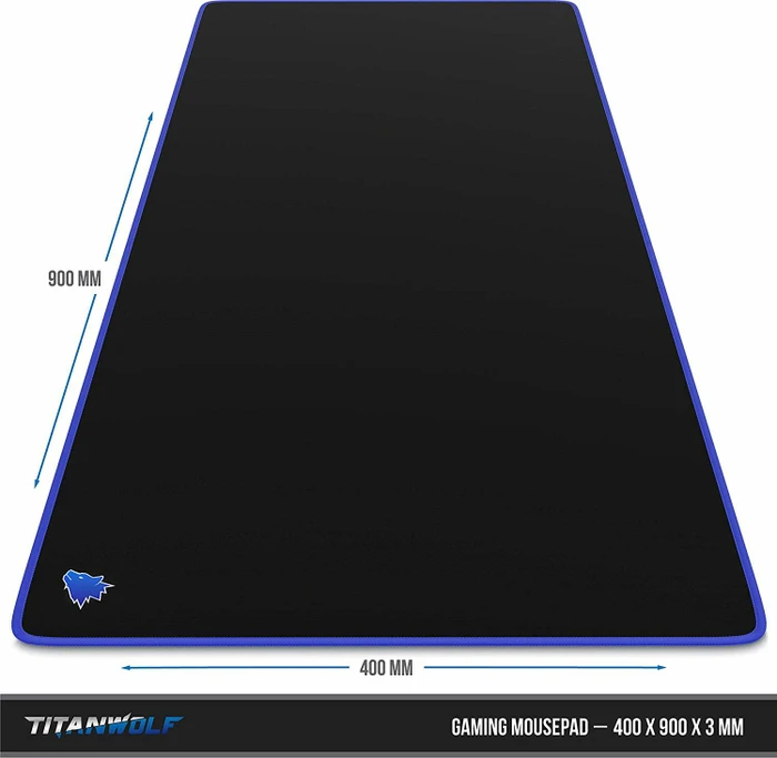 Titanwolf Symbol Blue XXL Speed Gaming-Mauspad, schwarz/blau
