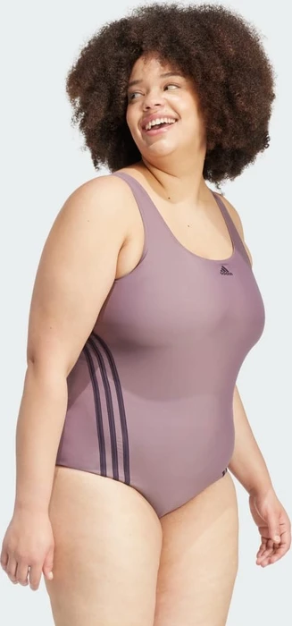 adidas 3-Streifen Badeanzug shadow fig/aurora black (Damen)