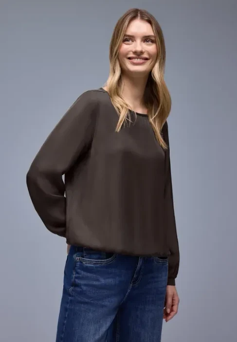 Street One Bluse mit Elastiksaum Shirt langarm molten earth (Damen)