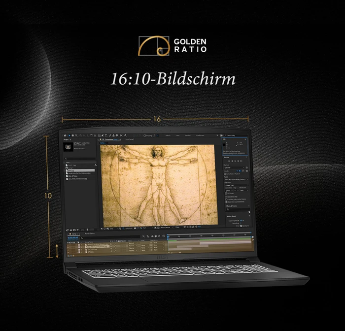 MSI Creator M16 A11UC-662, Core Black, Core i7-11800H, 16GB RAM, 1TB SSD, GeForce RTX 3050, DE