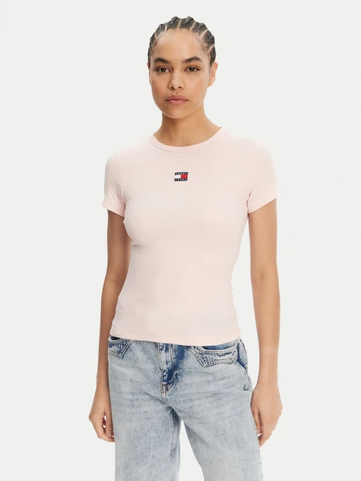 Tommy Hilfiger Tommy Badge Slim Fit T-Shirt kurzarm precious pink (Damen)