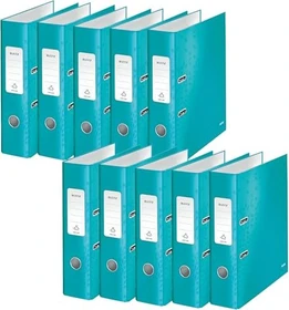 Leitz Qualitäts Ordner 2-Ring 180° WOW, 80mm, A4, eisblau, 10er-Pack