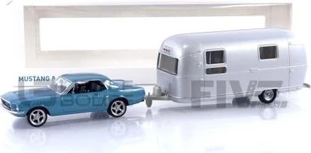 Norev Jet-Car Ford Mustang 1968 blau metallic und Airstream Caravan