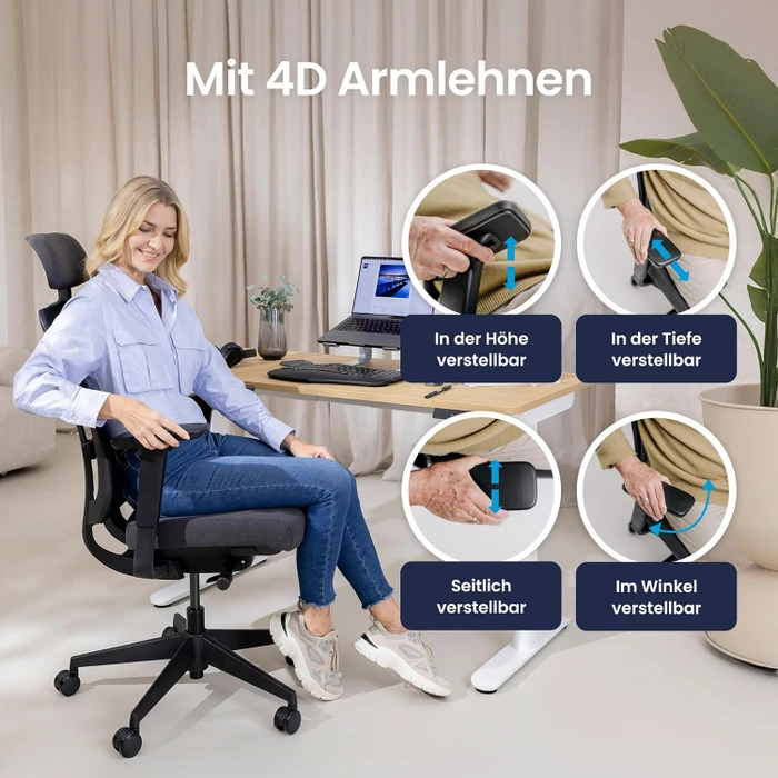 Ergotopia PureBack ergonomischer Bürostuhl mit Kopfstütze, schwarz