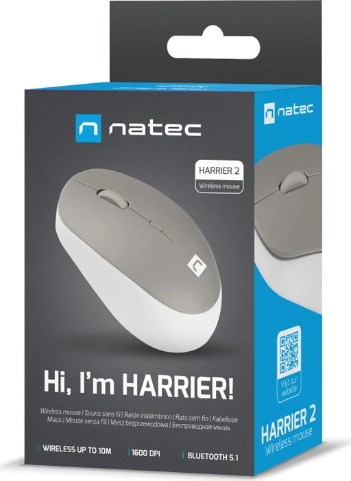 Natec Harrier 2 Wireless Mouse weiß/grau, Bluetooth