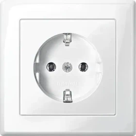 Merten System M M-Smart SCHUKO-Steckdose mit Abdeckplatte Schraub-Liftklemmen, polarweiß glänzend