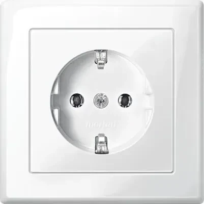 Merten System M M-Smart SCHUKO-Steckdose mit Abdeckplatte Schraub-Liftklemmen, polarweiß glänzend