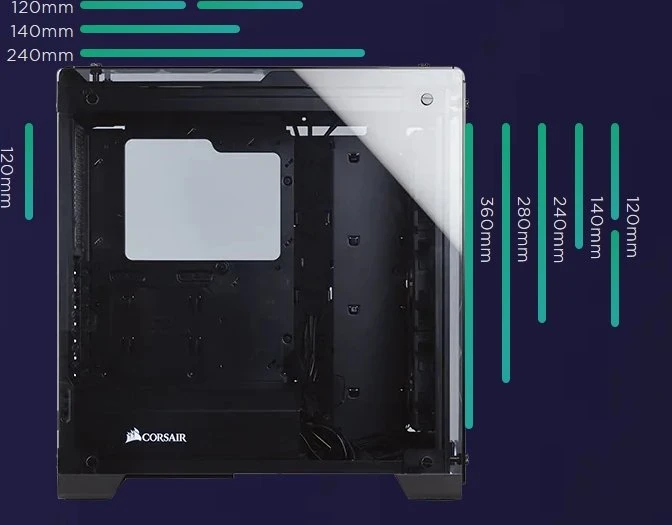 Corsair Crystal Series 570X RGB, schwarz, Glasfenster