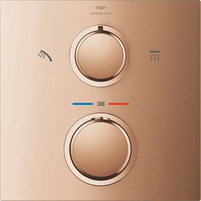Grohe Allure Thermostat-Brausebatterie mit integrierter 2-Wege-Umstellung warm sunset gebürstet