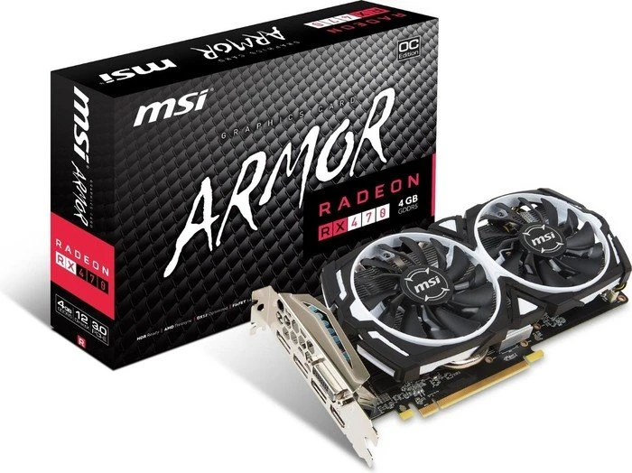 MSI Radeon RX 470 Armor 4G OC, 4GB GDDR5, DVI, HDMI, 3x DP