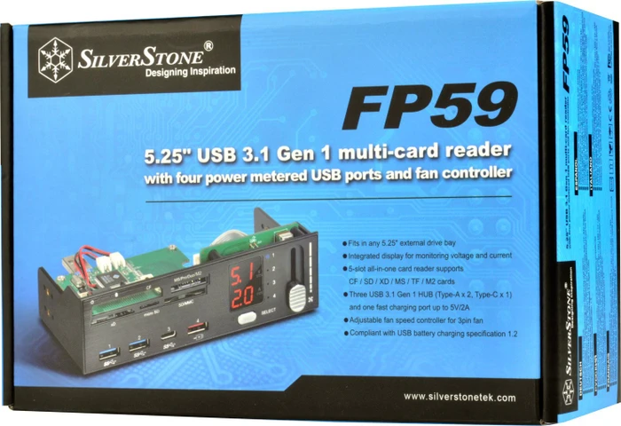 SilverStone FP59 Multi-Slot-Cardreader, USB-A 3.0 [Stecker]