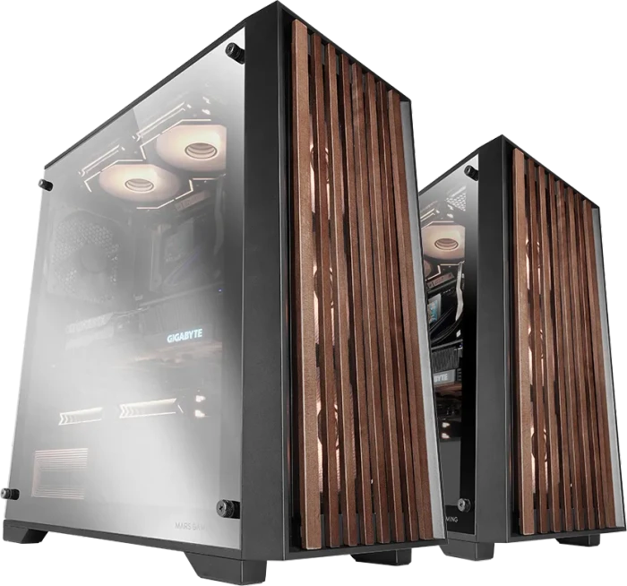 Mars Gaming MC-WOODC, schwarz, Chromed Glass Panel, Glasfenster
