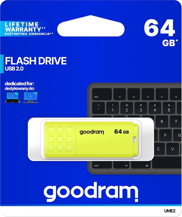 goodram UME2 64GB gelb, USB-A, USB 2.0