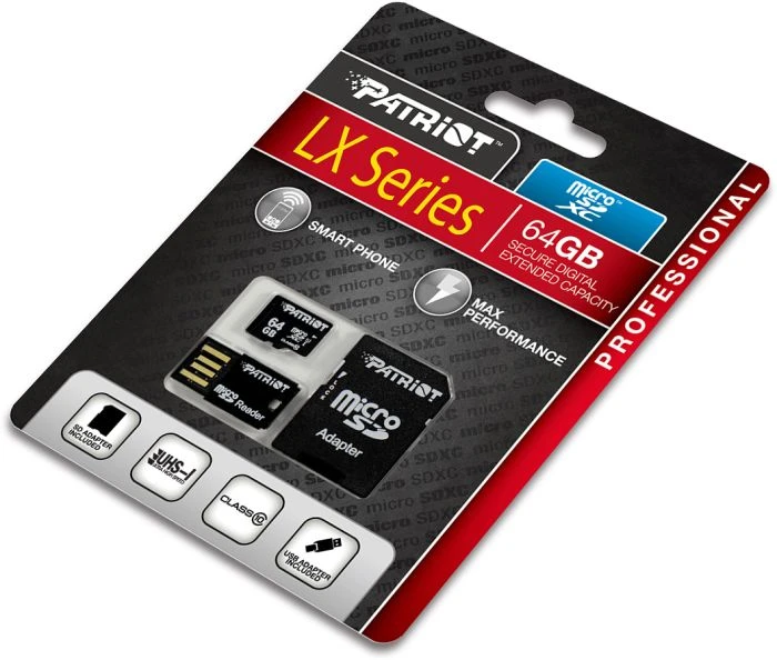 Patriot LX 64GB Kit, UHS-I, Class 10