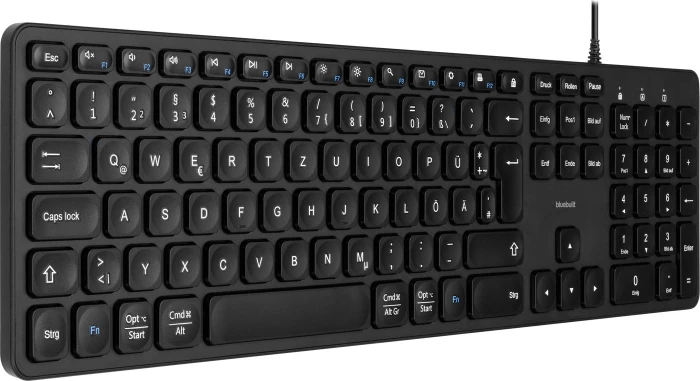 BlueBuilt Kabelgebundene Tastatur, schwarz, USB, DE